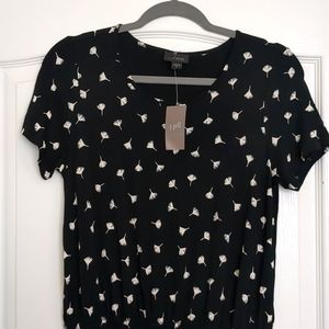 J.Jill long black dress with dandelions, size medium, NWT